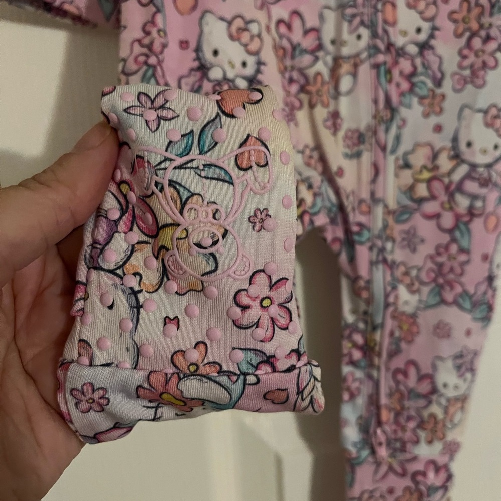 Hello Kitty Pink Floral Kids One Piece Footie - Picture 4 of 7